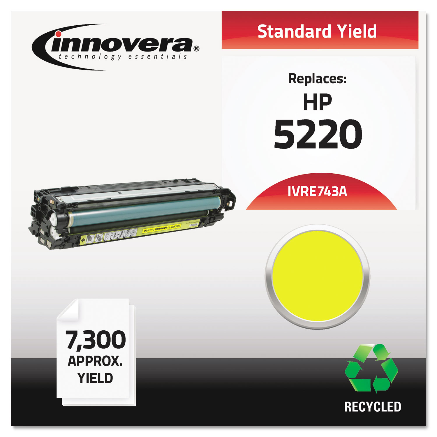 Remanufactured CE742A (5225) Toner, 7300 Page-Yield, Yellow