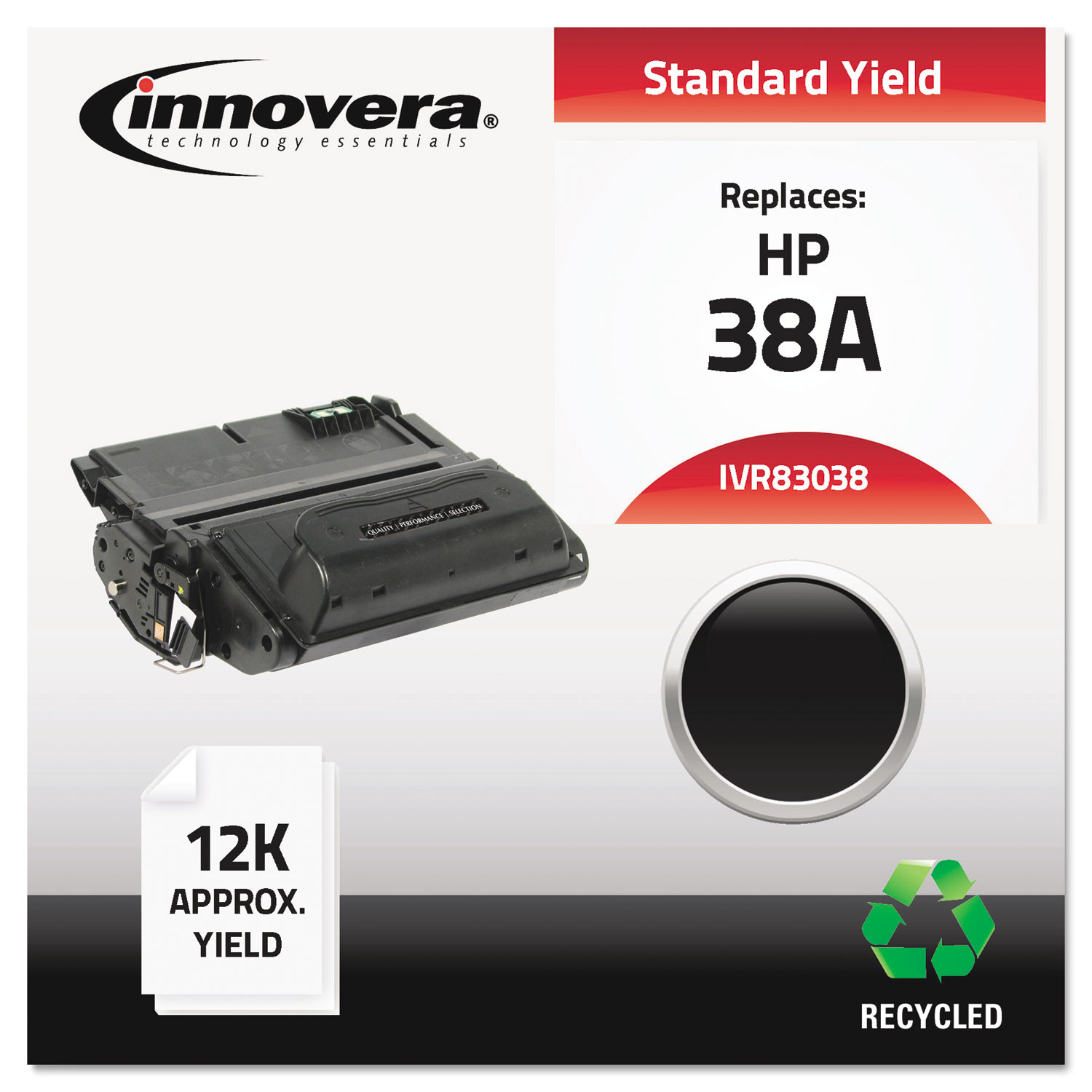 Remanufactured Q1338A (38A) Toner, 12000 Page-Yield, Black