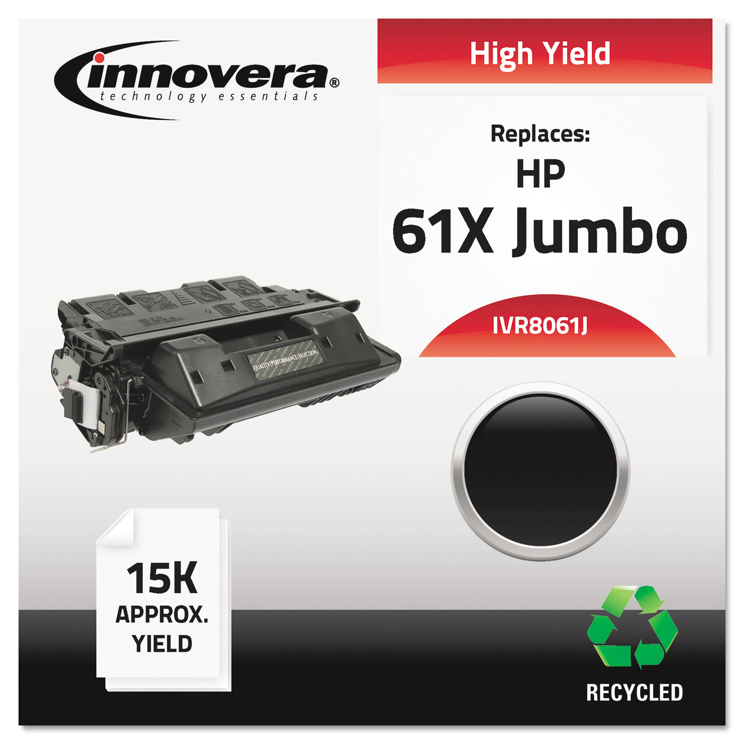  Innovera IVR8061J Remanufactured C8061X(J) (61XJ) Extra High-Yield Toner, 15000 Page-Yield, Black (IVR8061J) 