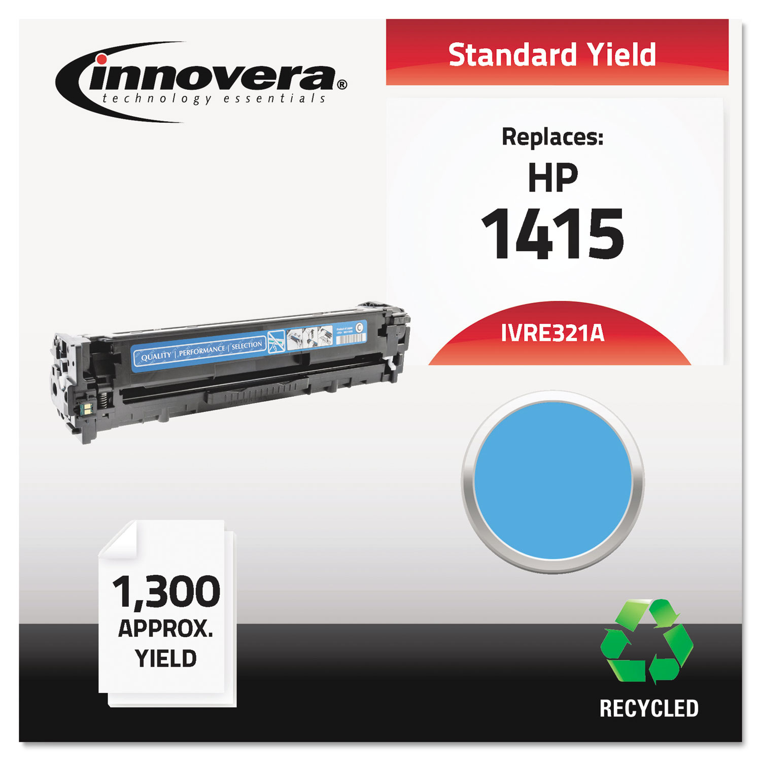 Remanufactured CE321A (128A) Toner, 1300 Page-Yield, Cyan