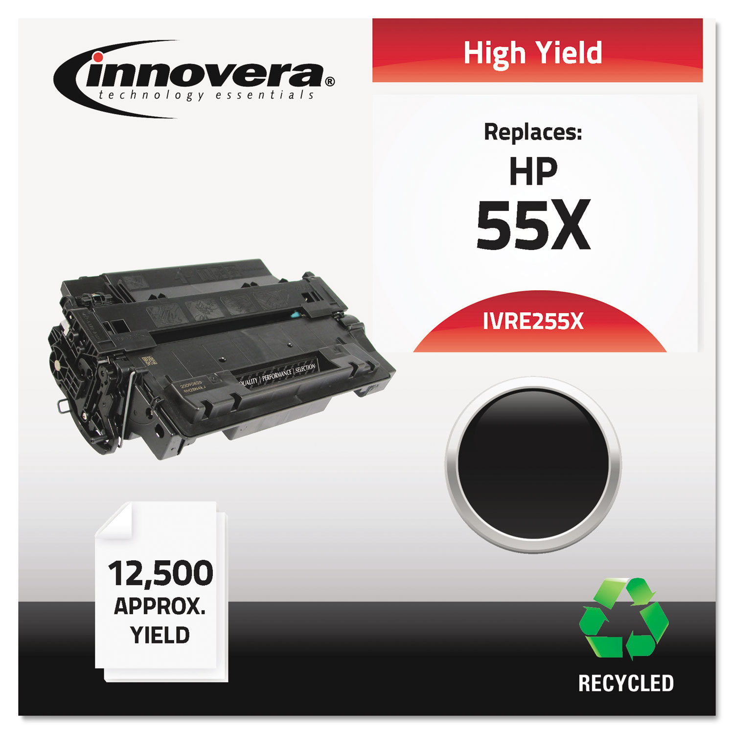 Remanufactured CE255X (55X) High-Yield Toner, 12500 Page-Yield, Black