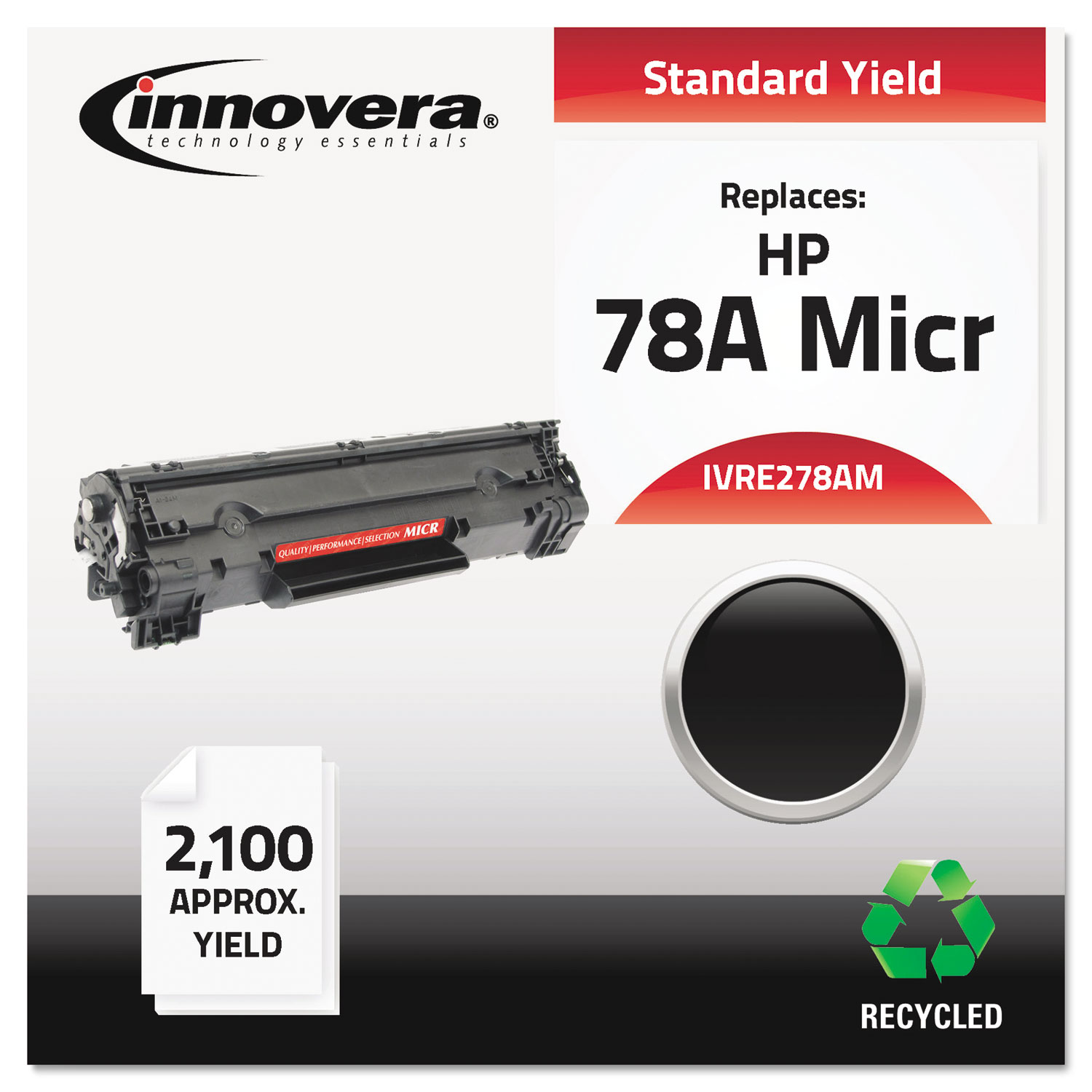Remanufactured CE278A(M) (78AM) MICR Toner, 2100 Page-Yield, Black