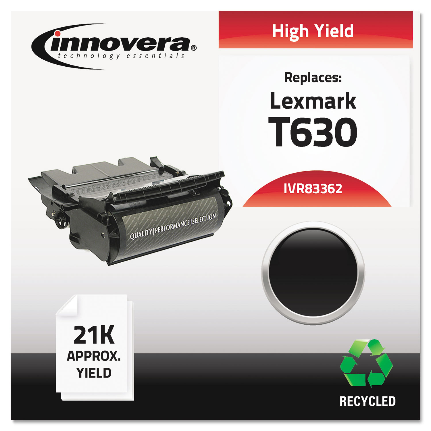 Remanufactured 12A7362 (T630) High-Yield Toner, 21000 Page-Yield, Black