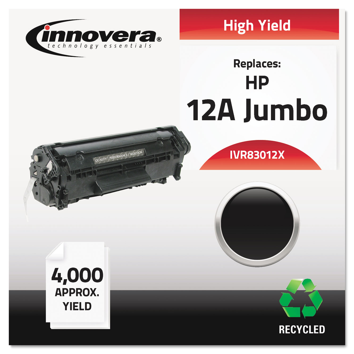 Remanufactured Q2612X (12AJ) Extra High-Yield Toner, 4000 Page-Yield, Black