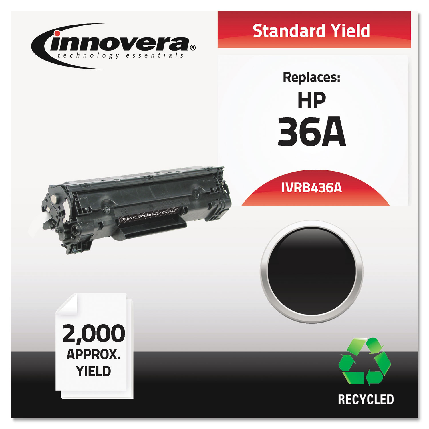 Remanufactured CB436A (36A) Toner, 2000 Page-Yield, Black