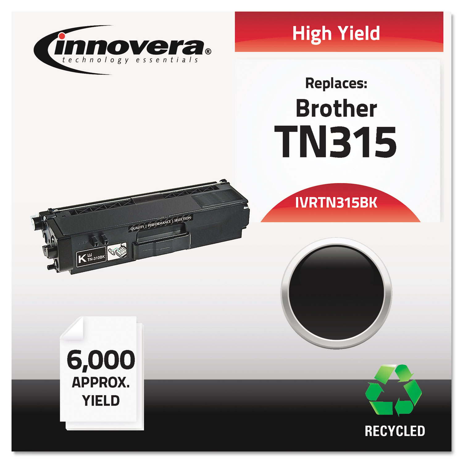  Innovera IVRTN315BK Remanufactured TN315BK High-Yield Toner, 6000 Page-Yield, Black (IVRTN315BK) 