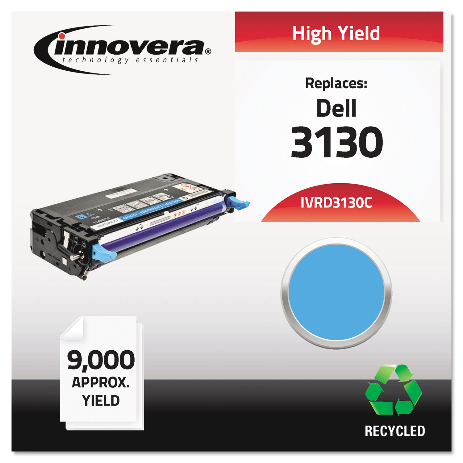  Innovera IVRD3130C Remanufactured 330-1199 (3130) High-Yield Toner, 9000 Page-Yield, Cyan (IVRD3130C) 
