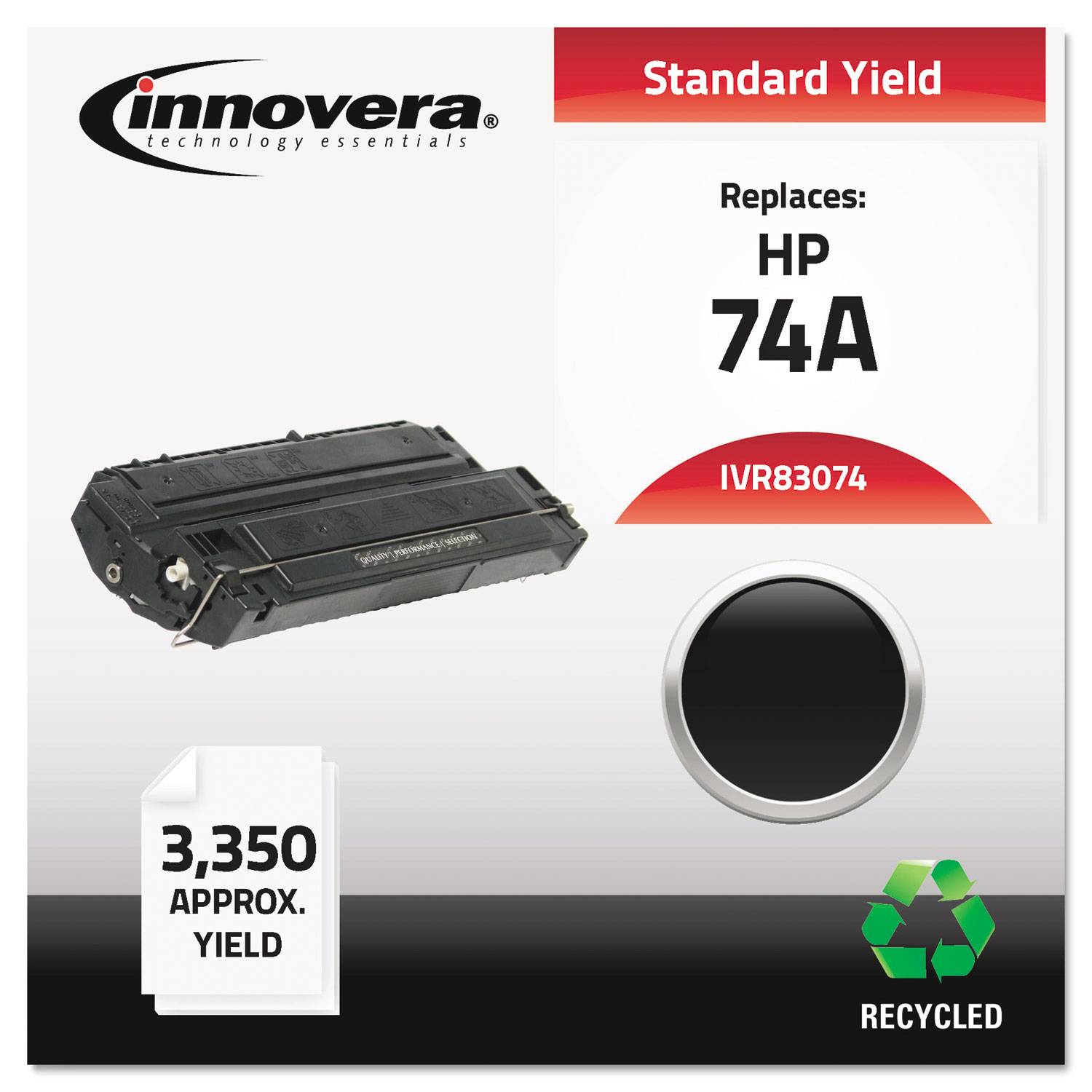  Innovera IVR83074 Remanufactured 92274A (74A) Toner, 3350 Page-Yield, Black (IVR83074) 