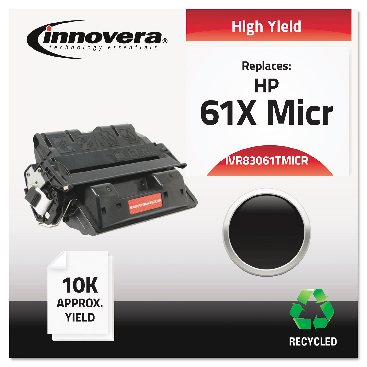  Innovera IVR83061TMICR Remanufactured C8061X(M) (61XM) High-Yield MICR Toner, 10000 Page-Yield, Black (IVR83061TMICR) 