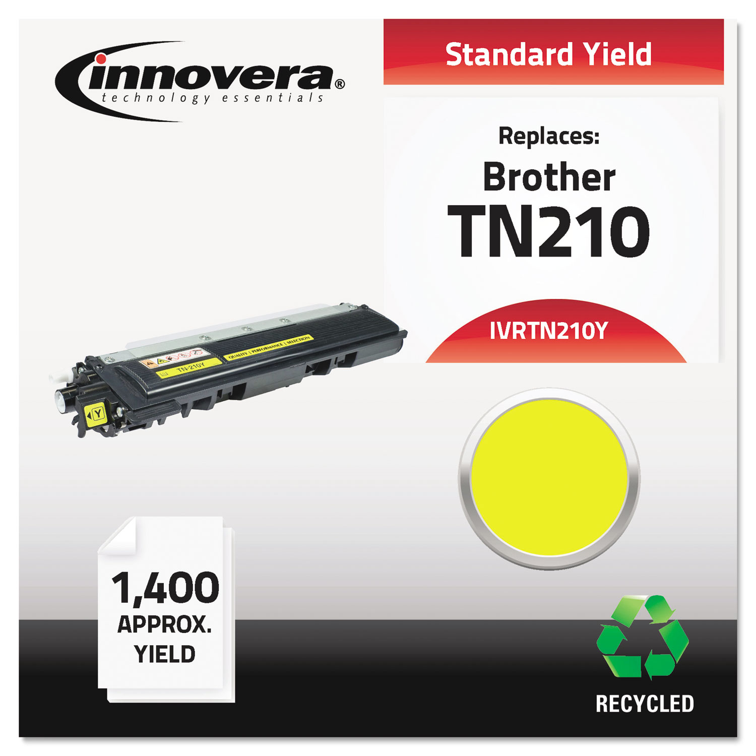 Remanufactured TN210Y Toner, 1400 Page-Yield, Yellow
