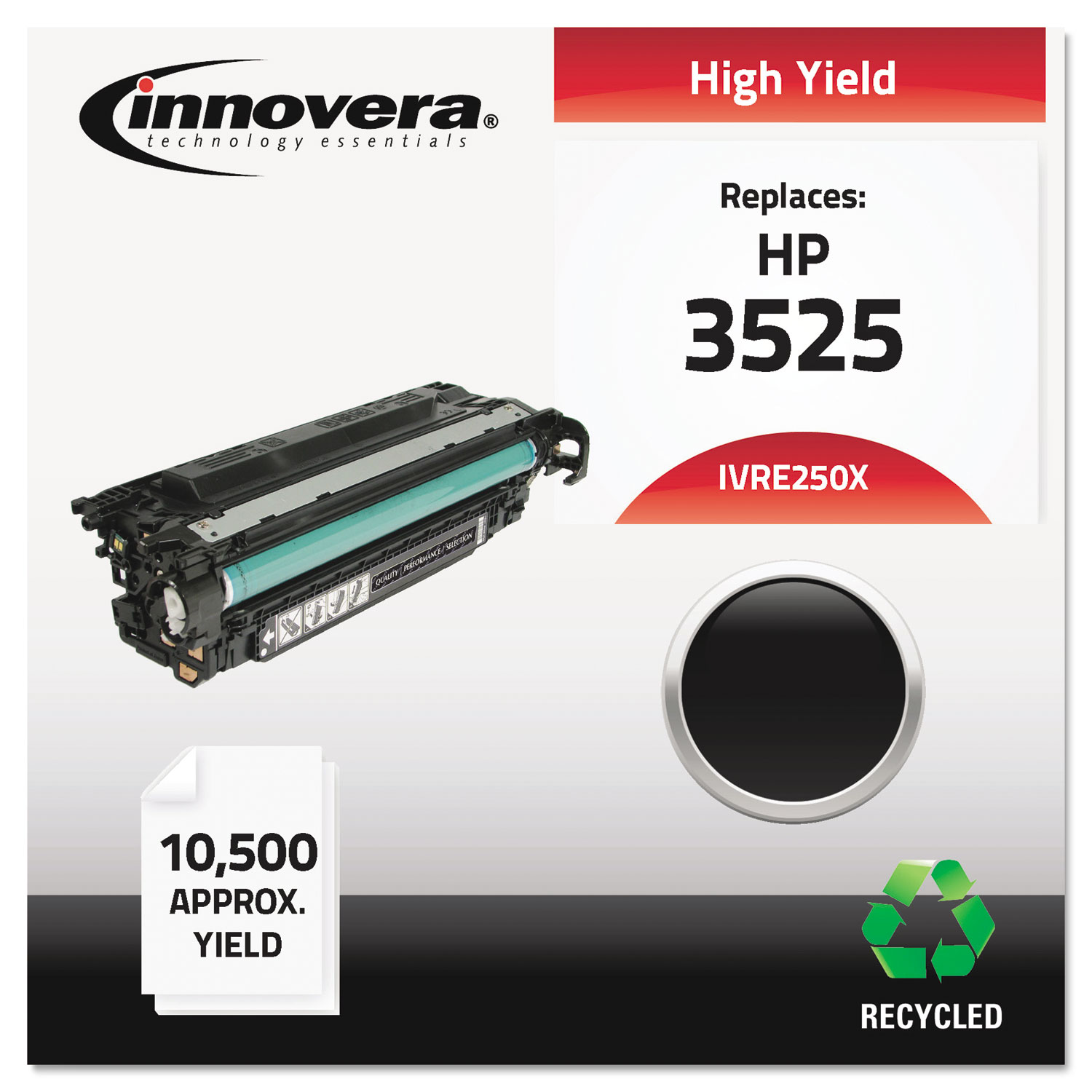 Remanufactured CE250X (504X) High-Yield Toner, 10500 Page-Yield, Black