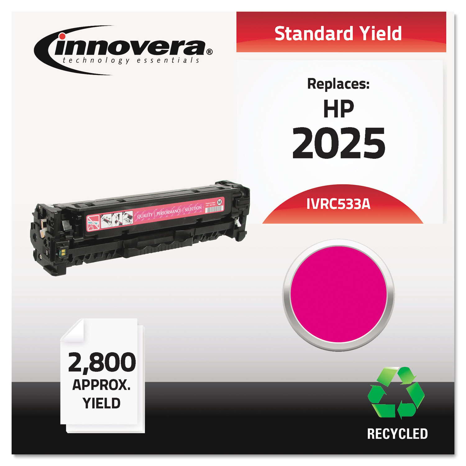Remanufactured CC533A (304A) Toner, 2800 Page-Yield, Magenta