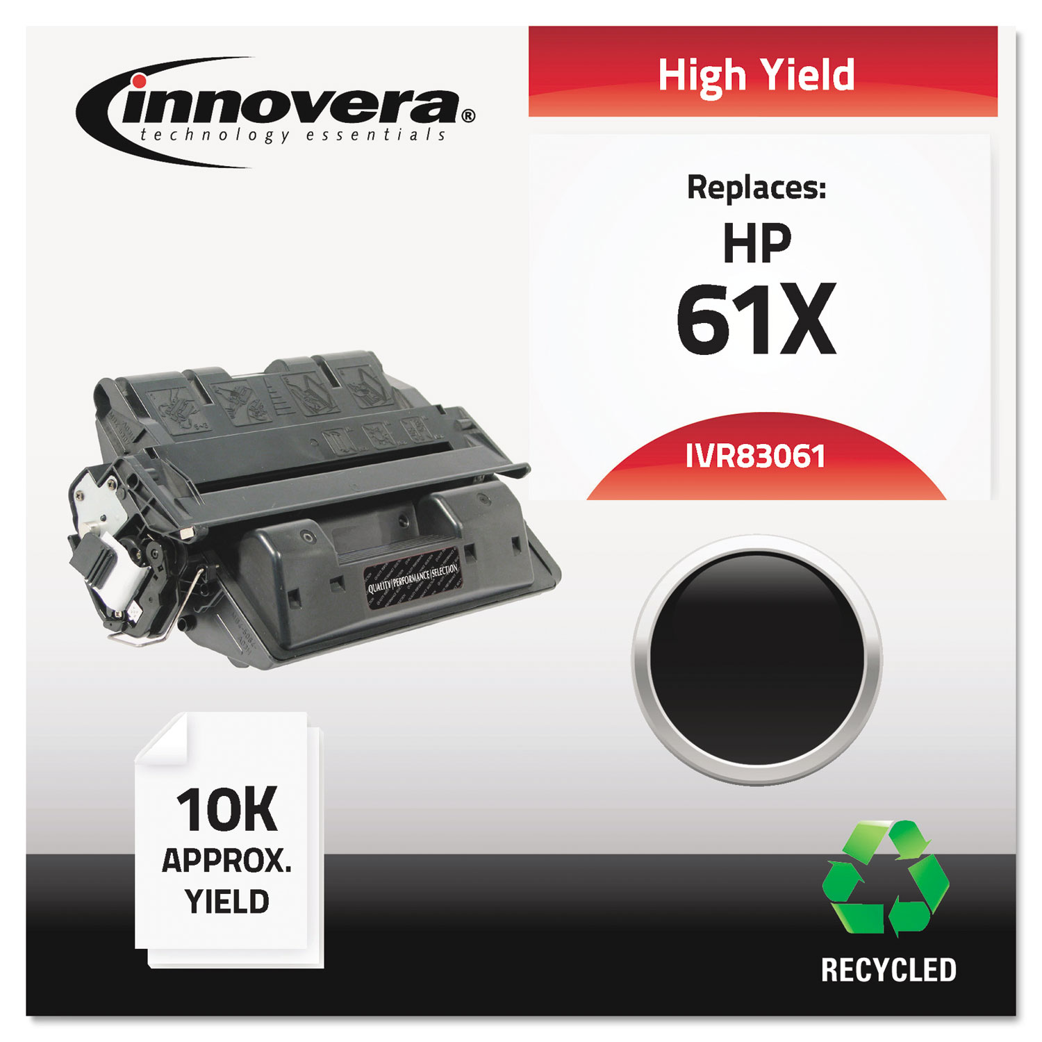  Innovera IVR83061 Remanufactured C8061X (61X) High-Yield Toner, 10000 Page-Yield, Black (IVR83061) 