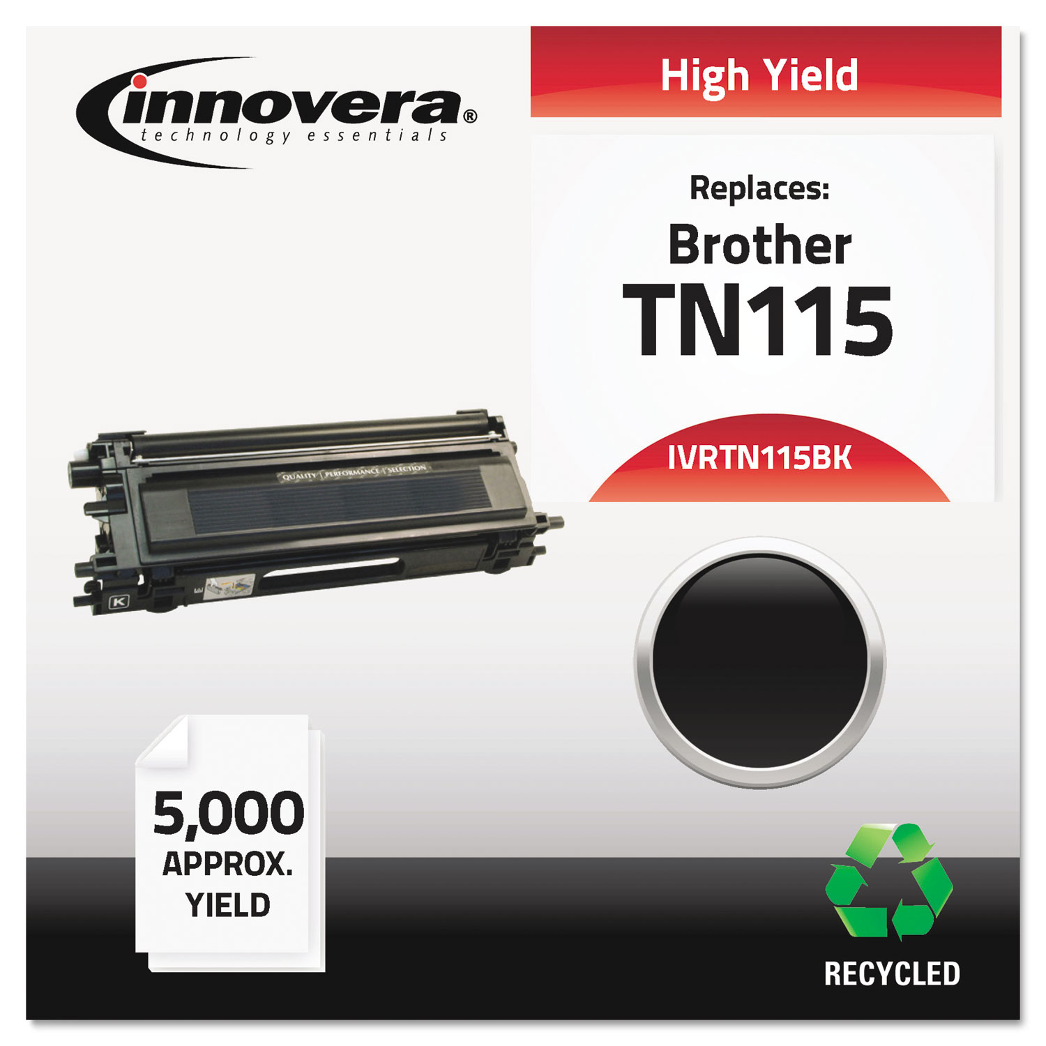  Innovera IVRTN115BK Remanufactured TN115BK High-Yield Toner, 5000 Page-Yield, Black (IVRTN115BK) 