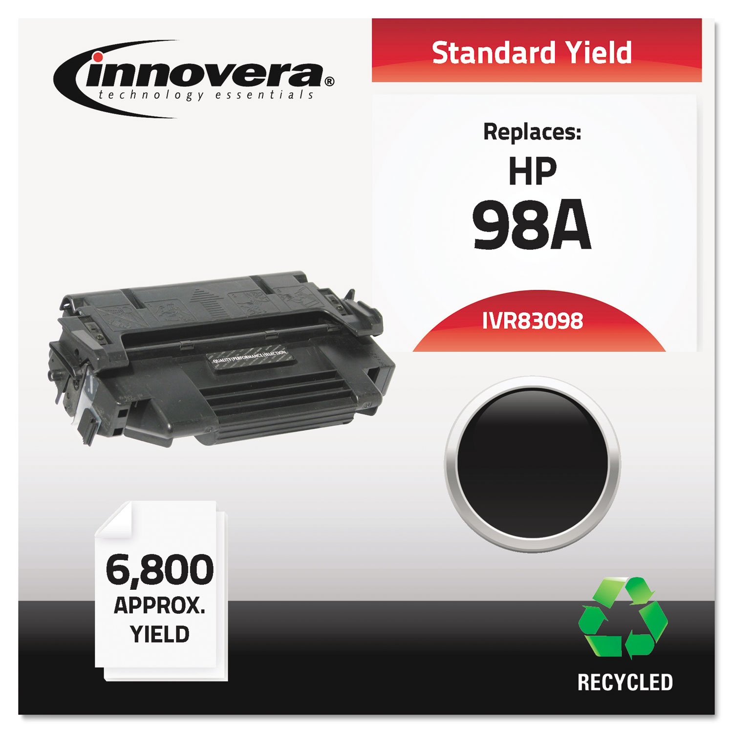  Innovera IVR83098 Remanufactured 92298A (98A) Toner, 6800 Page-Yield, Black (IVR83098) 