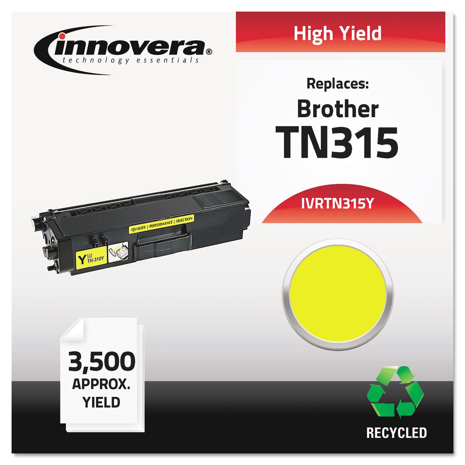  Innovera IVRTN315Y Remanufactured TN315Y High-Yield Toner, 3500 Page-Yield, Yellow (IVRTN315Y) 