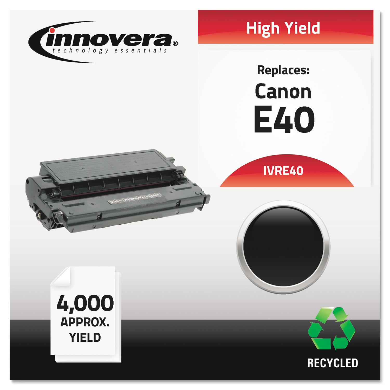  Innovera IVRE40 Remanufactured 1491A002AA (E40) High-Yield Toner, 4000 Page-Yield, Black (IVRE40) 