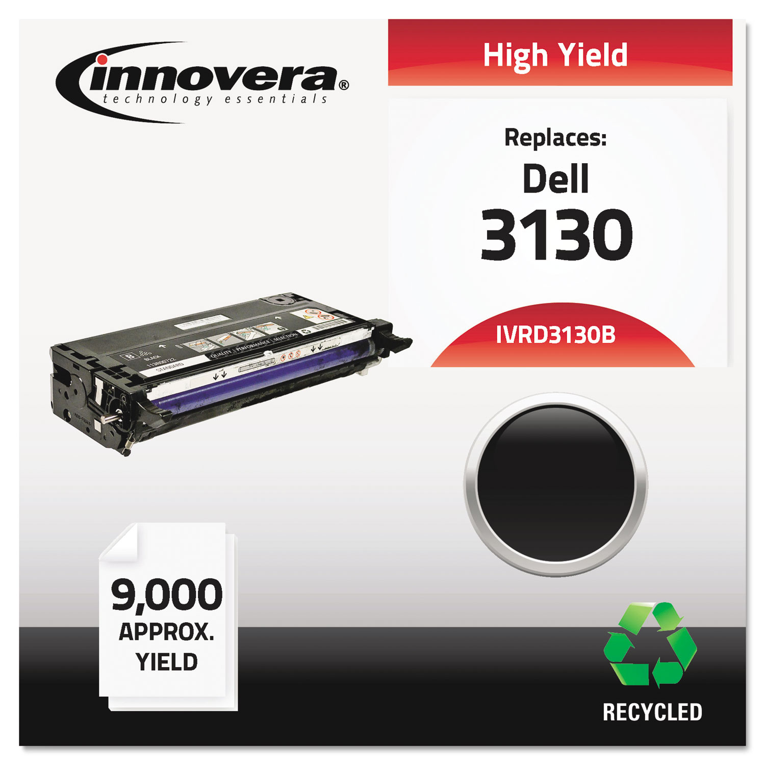  Innovera IVRD3130B Remanufactured 330-1198 (3130) High-Yield Toner, 9000 Page-Yield, Black (IVRD3130B) 