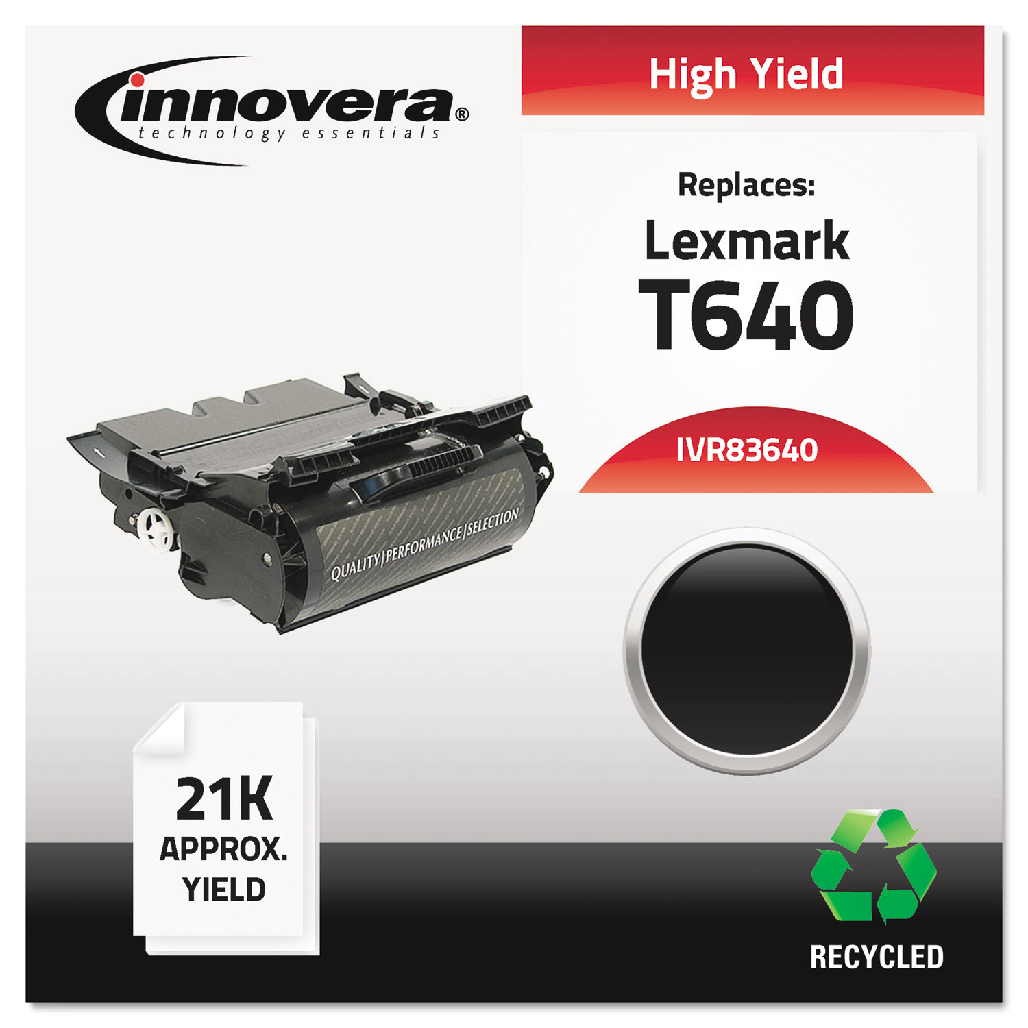 Remanufactured 64015HA (T640) High-Yield Toner, 21000 Page-Yield, Black