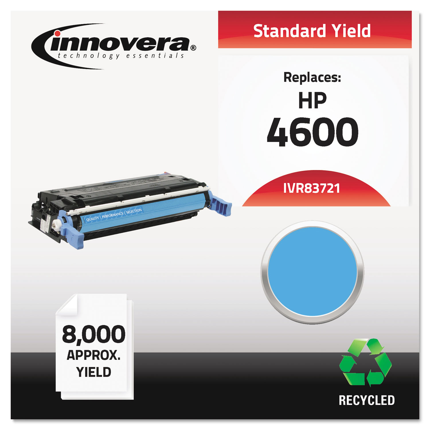  Innovera IVR83721 Remanufactured C9721A (641A) Toner, 8000 Page-Yield, Cyan (IVR83721) 