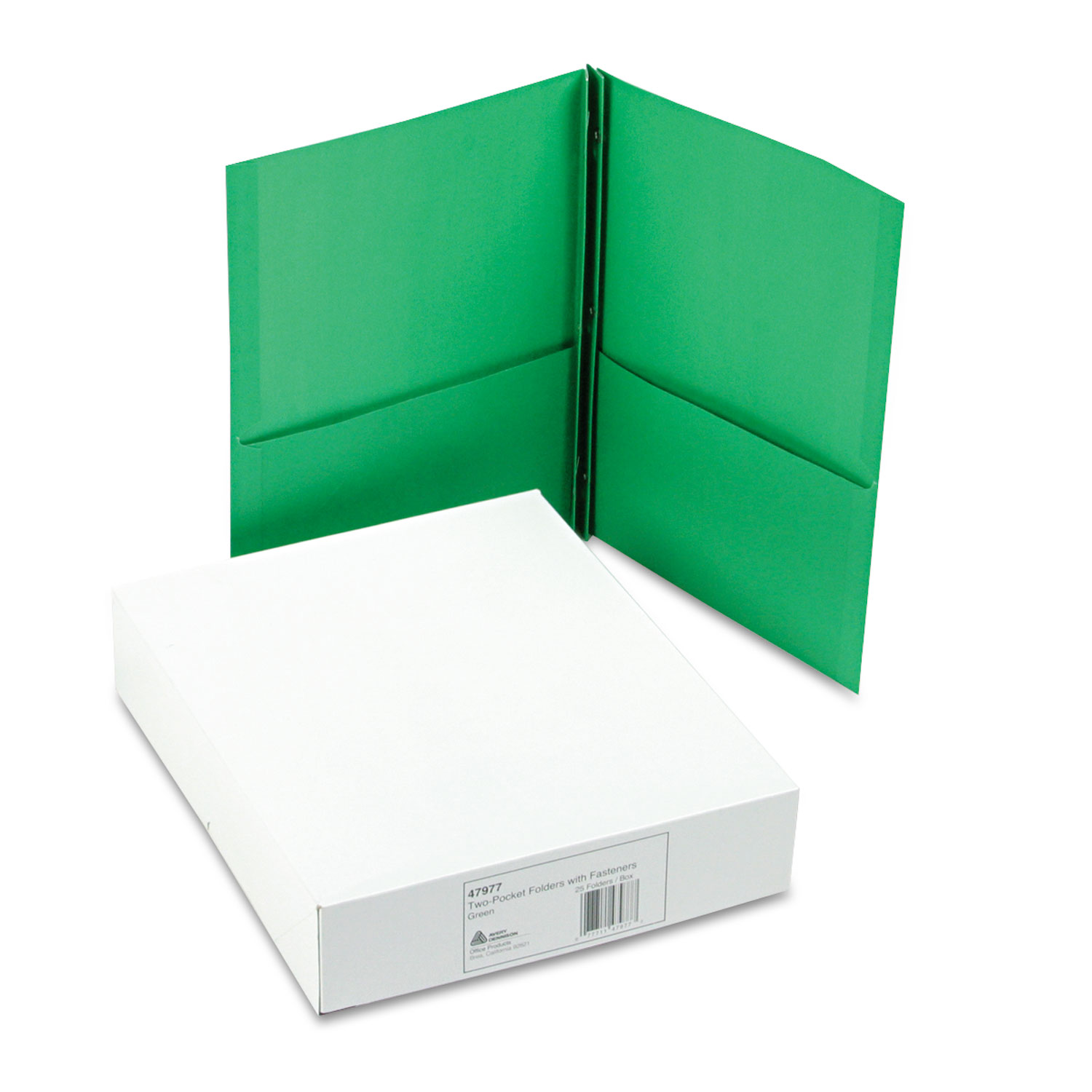 Two-Pocket Folder, Prong Fastener, Letter, 1/2 Capacity, Green, 25/Box