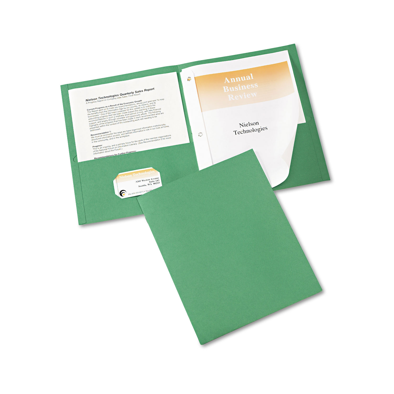  Avery 47977 Two-Pocket Folder, Prong Fastener, Letter, 1/2 Capacity, Green, 25/Box (AVE47977) 