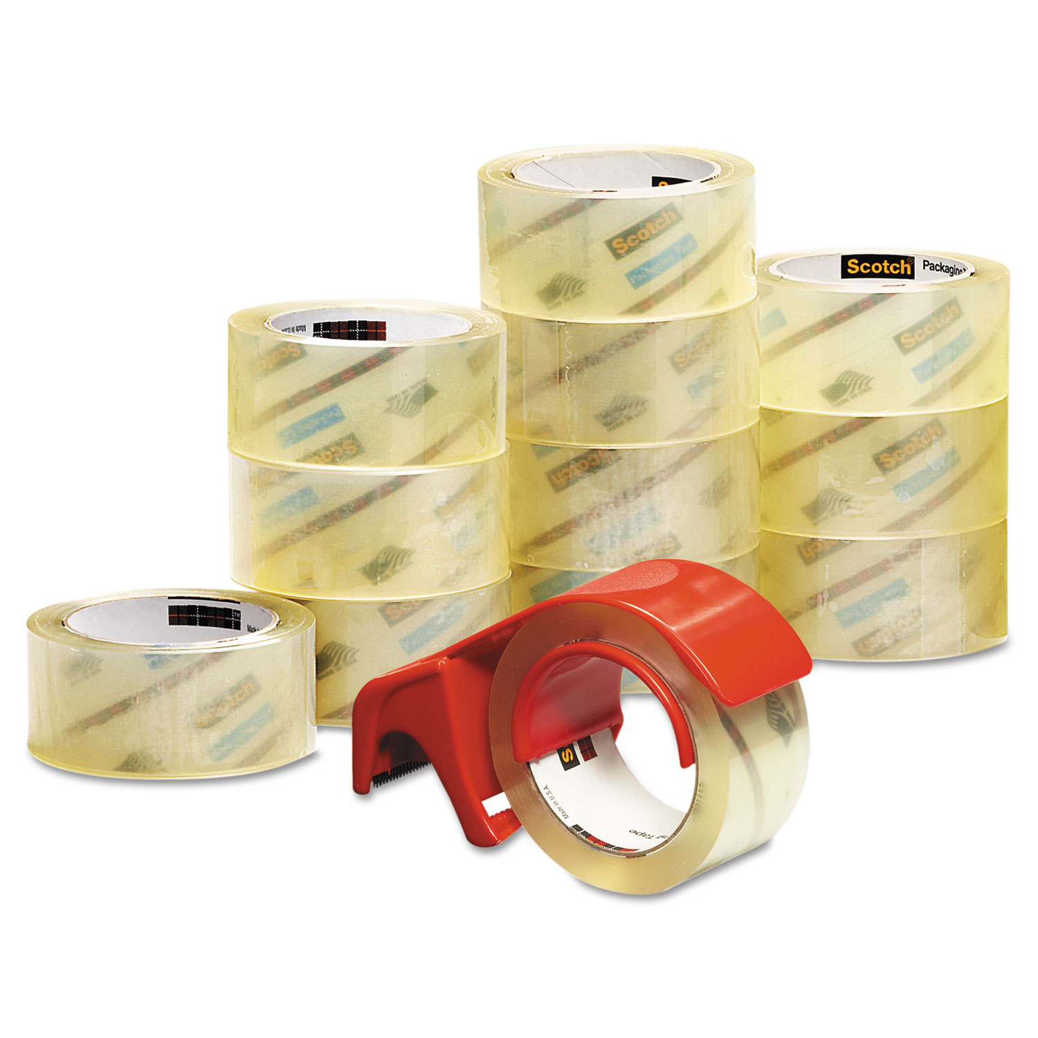  Scotch 3750-12-DP3 3750 Commercial Grade Packaging Tape with DP300 Dispenser, 3 Core, 1.88 x 54.6 yds, Clear, 12/Pack (MMM375012DP3) 