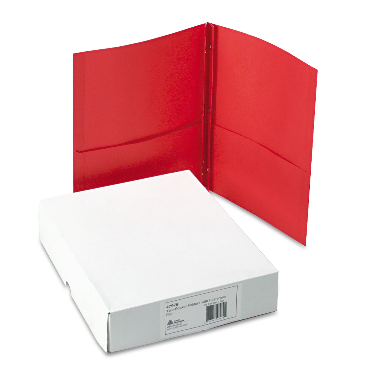 Two-Pocket Folder, Prong Fastener, Letter, 1/2 Capacity, Red, 25/Box