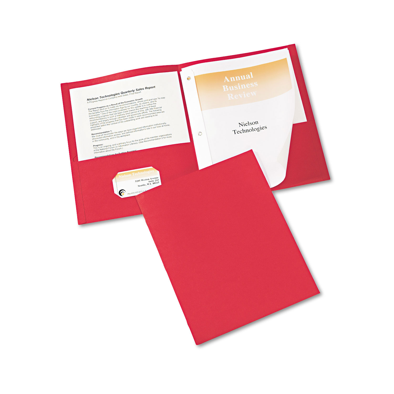  Avery 47979 Two-Pocket Folder, Prong Fastener, Letter, 1/2 Capacity, Red, 25/Box (AVE47979) 