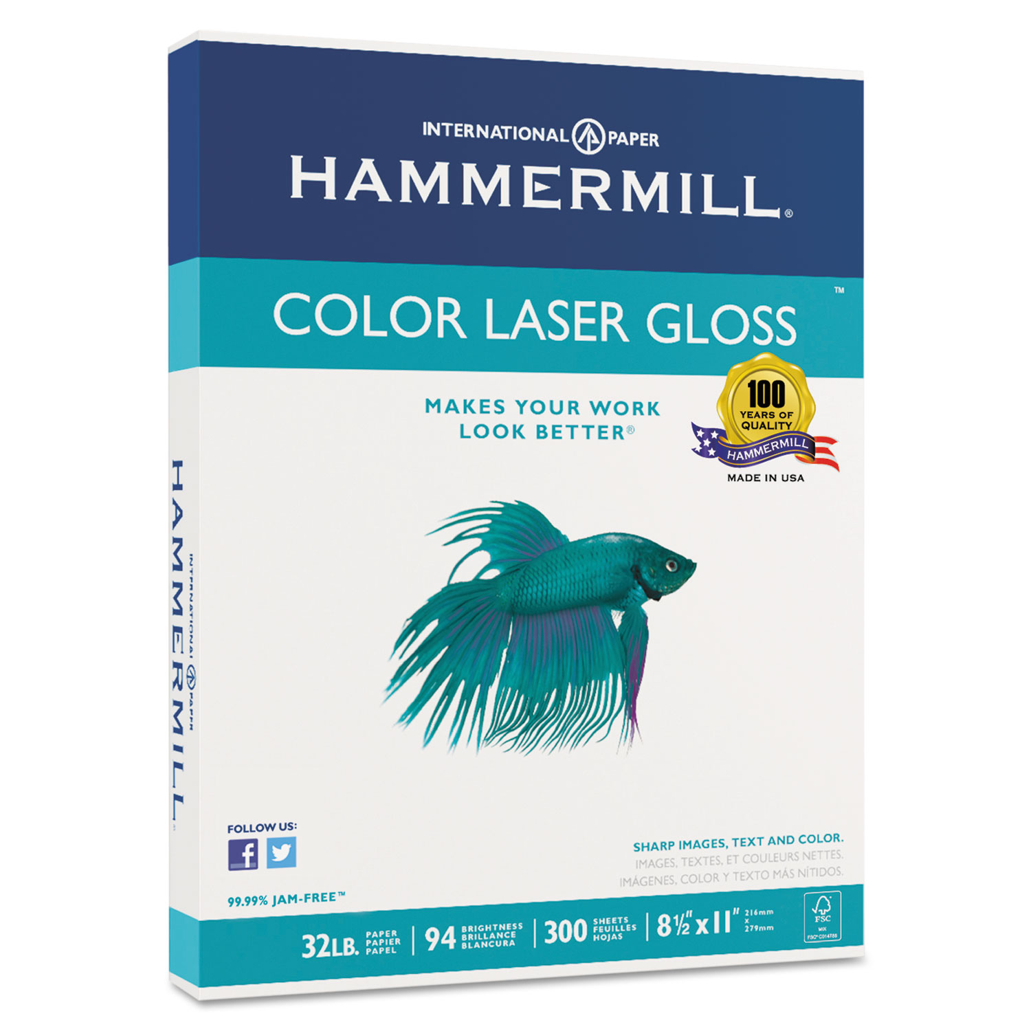 Hammermill® Color Laser Gloss Paper, 94 Brightness, 32lb, 81/2 x 11