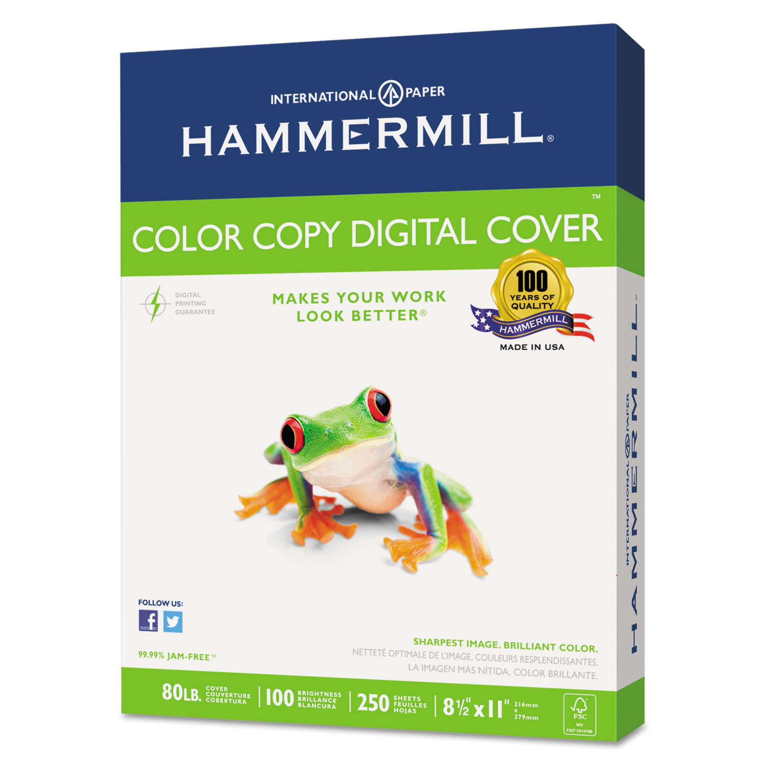Copier Digital Cover Stock, 80 lbs., 8 1/2 x 11, Photo White, 250 Sheets