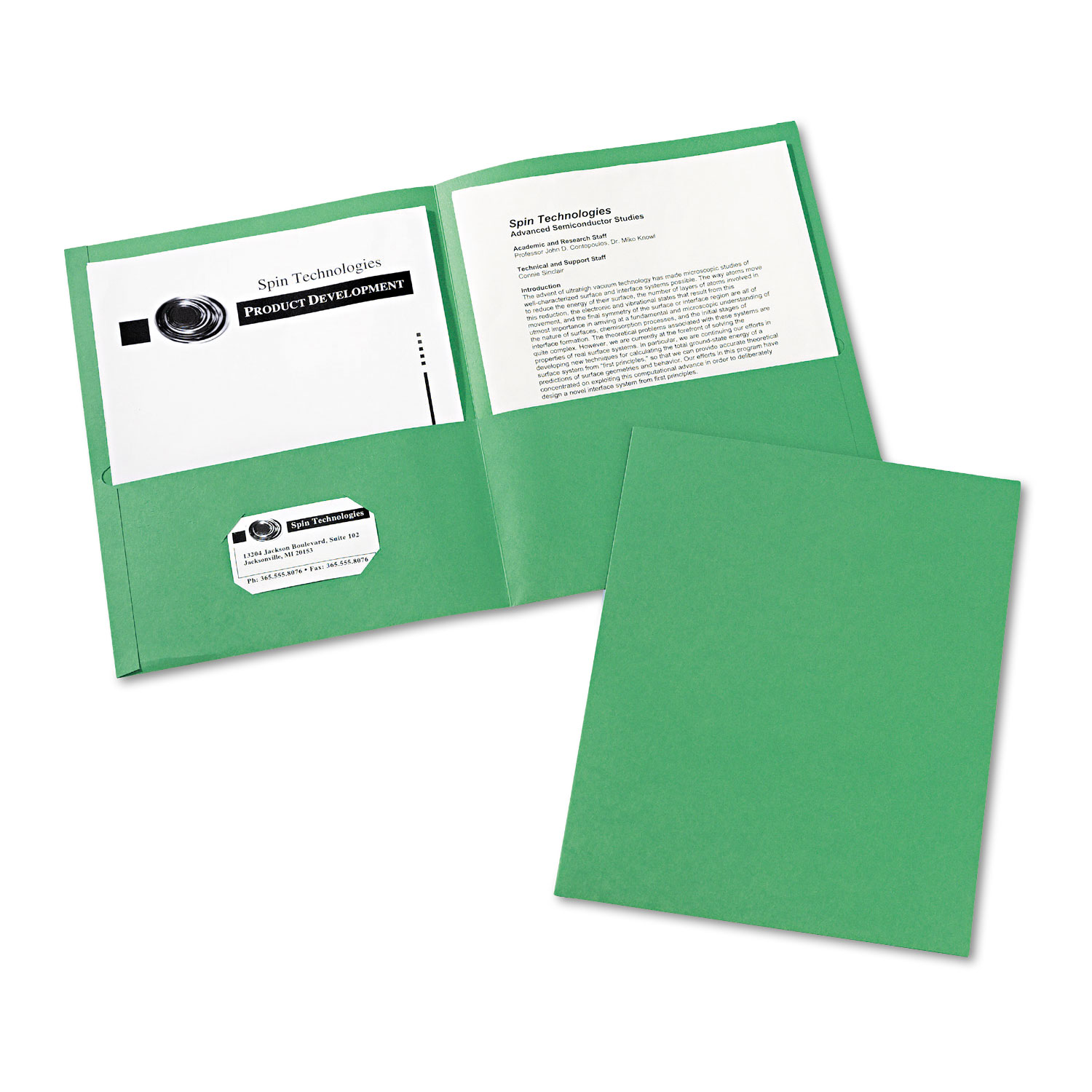 Two-Pocket Folder, 40-Sheet Capacity, Green, 25/Box