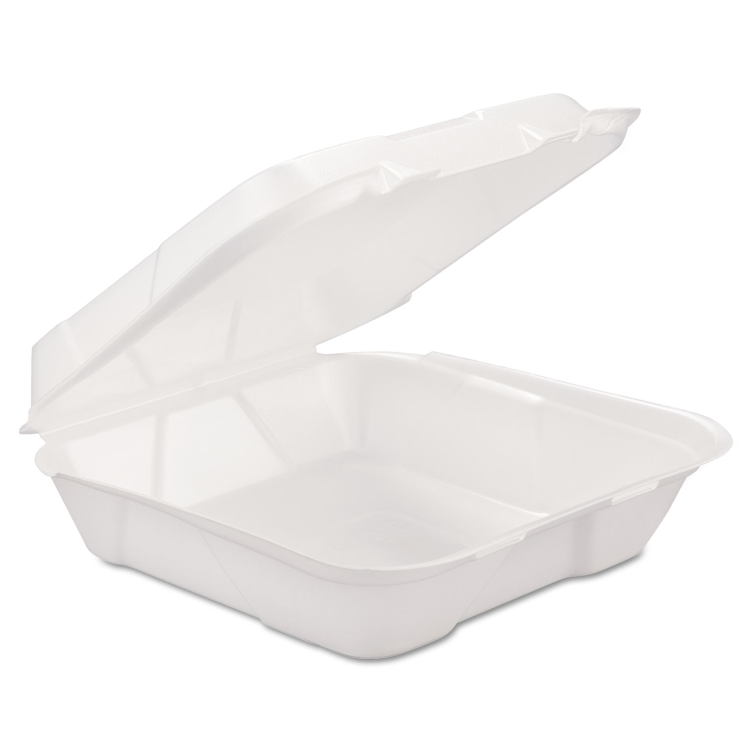 Foam Hinged Carryout Container, 1-Comp, White, 9 1/4 X 9 1/4 X 3, 200/Carton