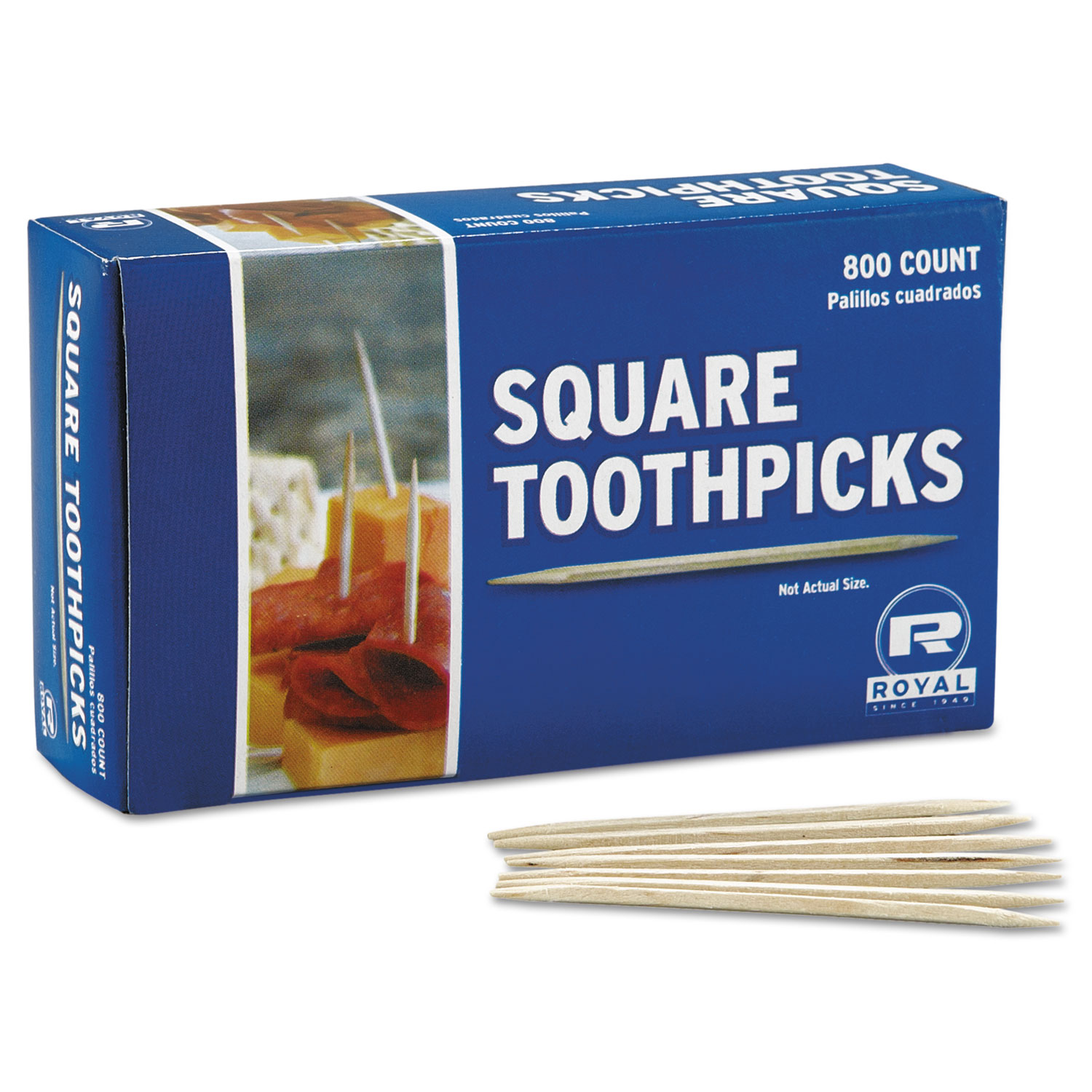  AmerCareRoyal RPP R820SQ Square Wood Toothpicks, 2 3/4, Natural, 800/Box, 24 Boxes/Carton (RPPR820SQ) 