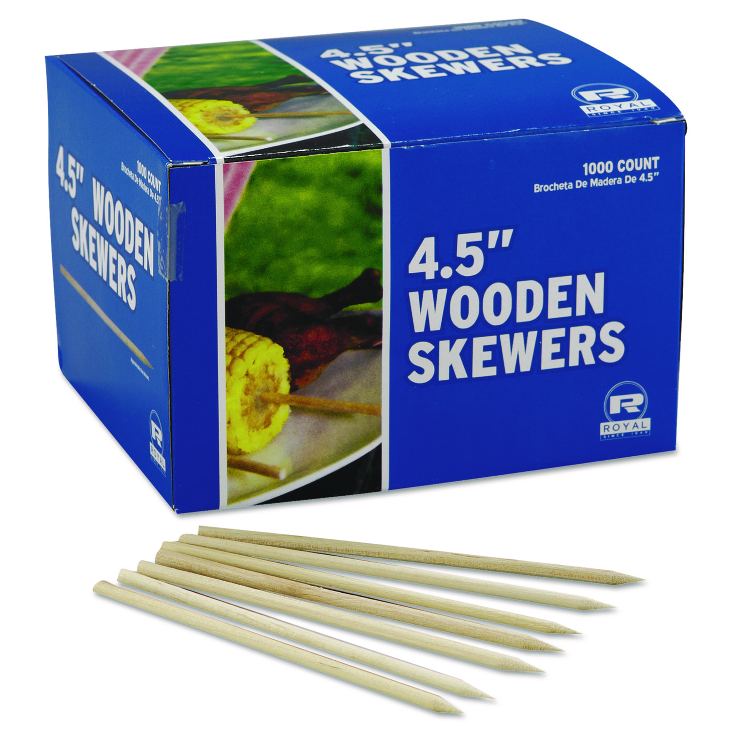 Wooden Skewers, 4.5", White, 10,000/Carton