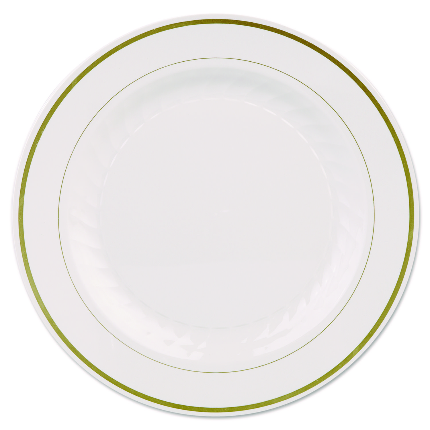 Masterpiece Plastic Plates, 10 1/4in, Ivory w/Gold Accents, Round