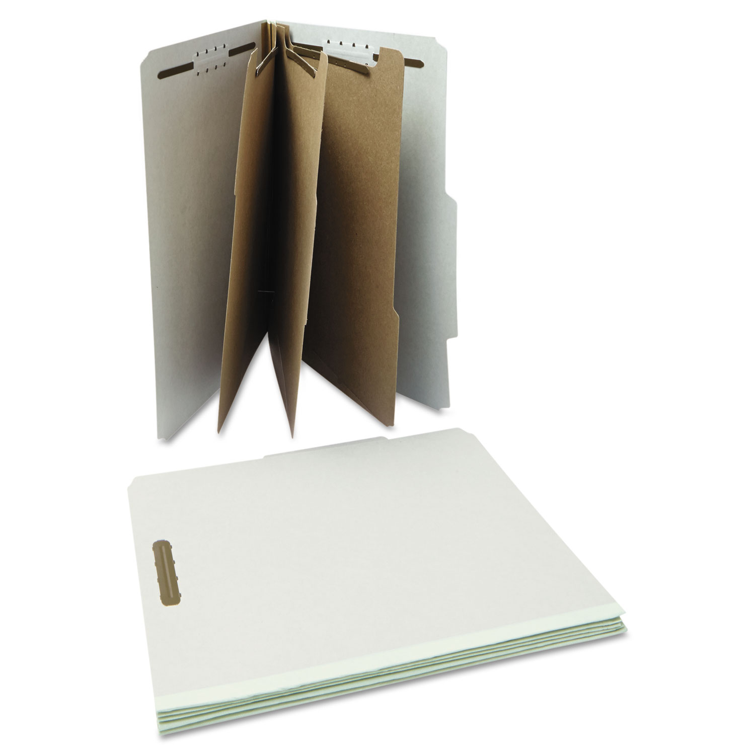 Pressboard Classification Folder, Letter, Eight-Section, Gray, 10/Box