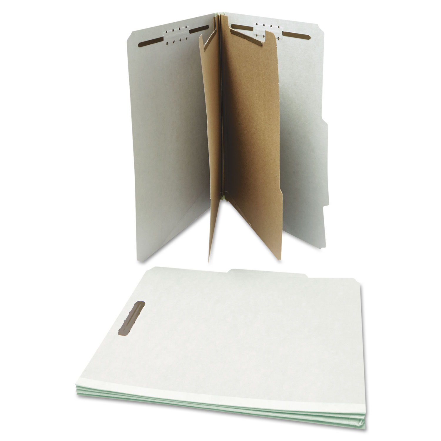 Pressboard Classification Folder, Letter, Six-Section, Gray, 10/Box