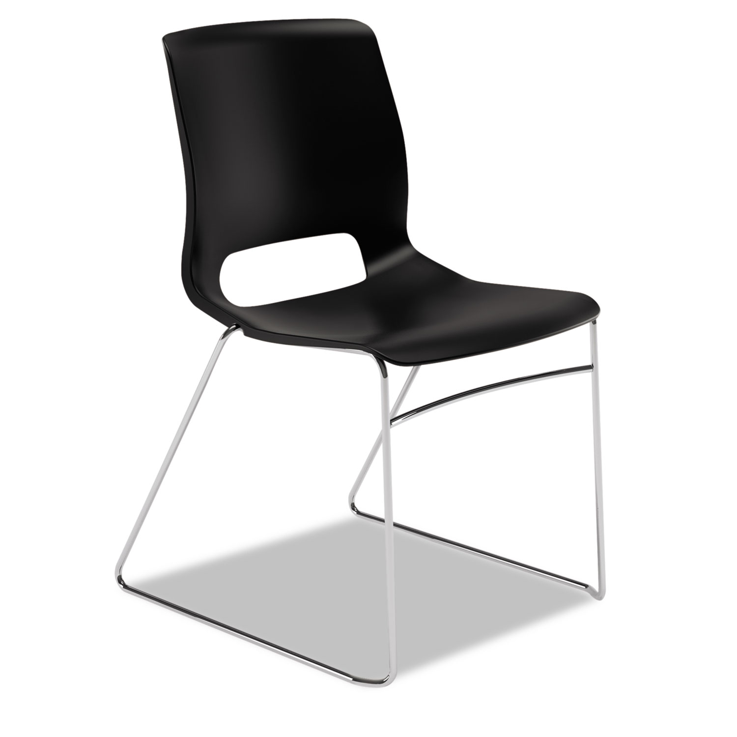 Motivate Seating High-Density Stacking Chair, Onyx/Chrome, 4/Carton