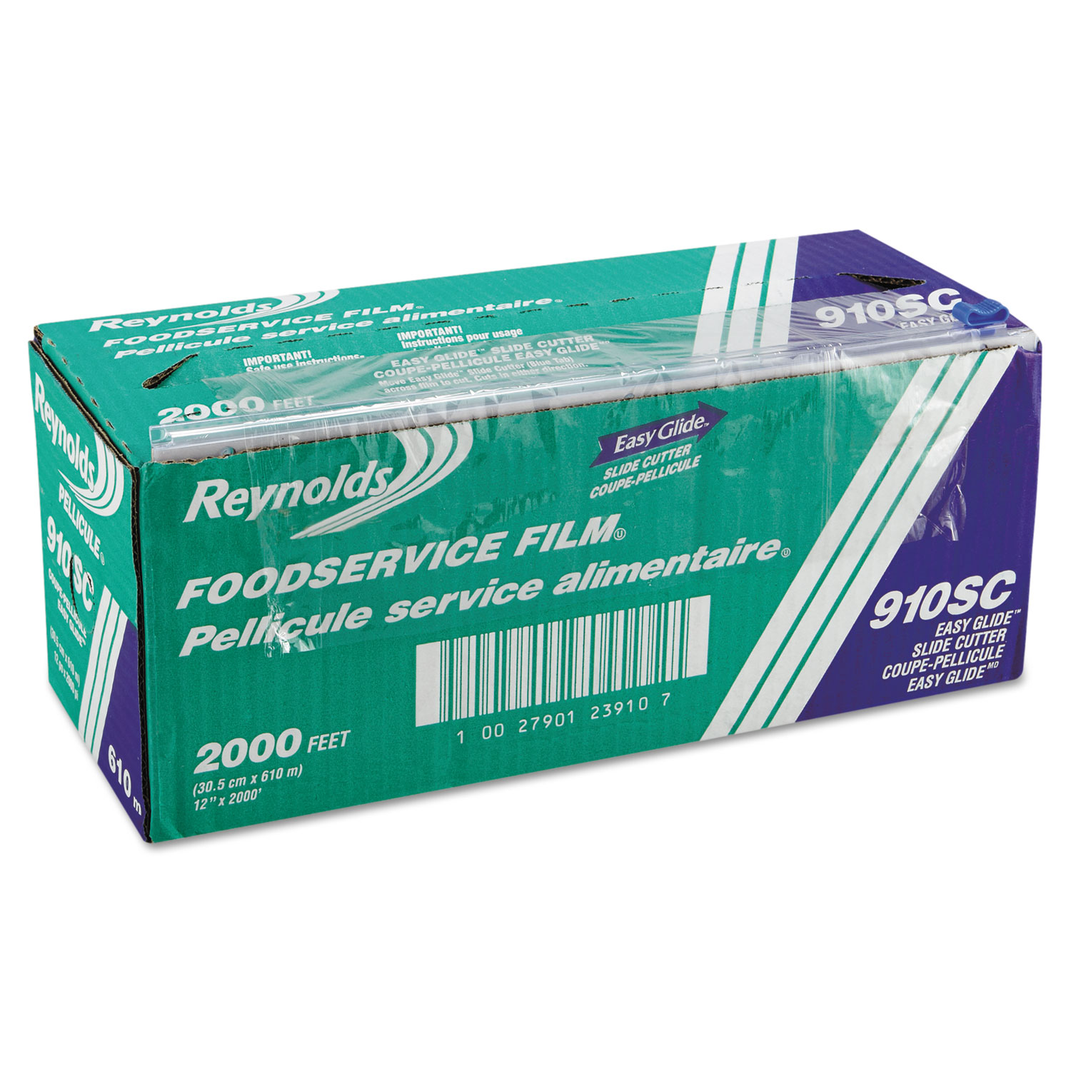  Reynolds Wrap 910SC PVC Food Wrap Film Roll in Easy Glide Cutter Box, 12 x 2000 ft, Clear (RFP910SC) 