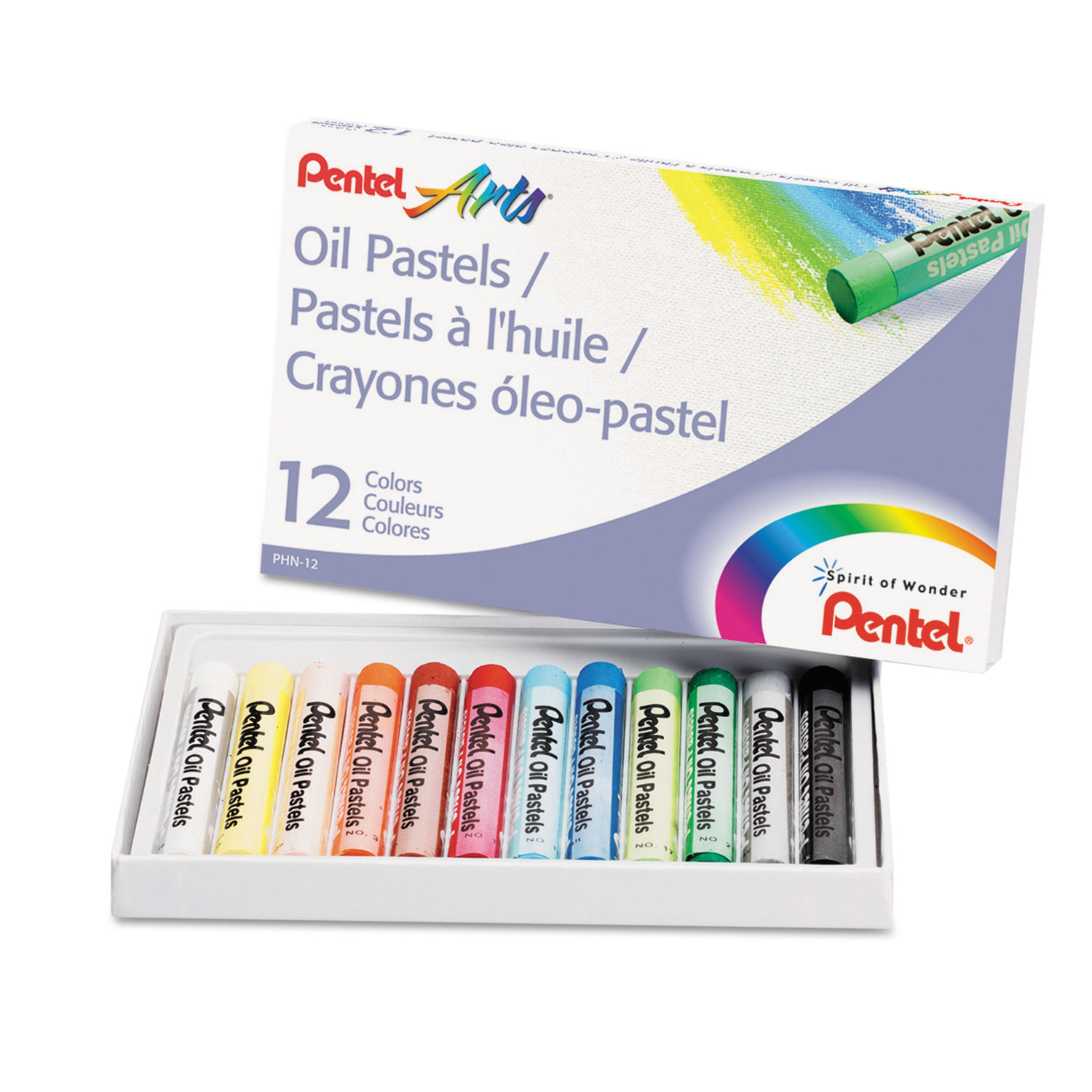  Pentel PHN12 Oil Pastel Set With Carrying Case,12-Color Set, Assorted, 12/Set (PENPHN12) 
