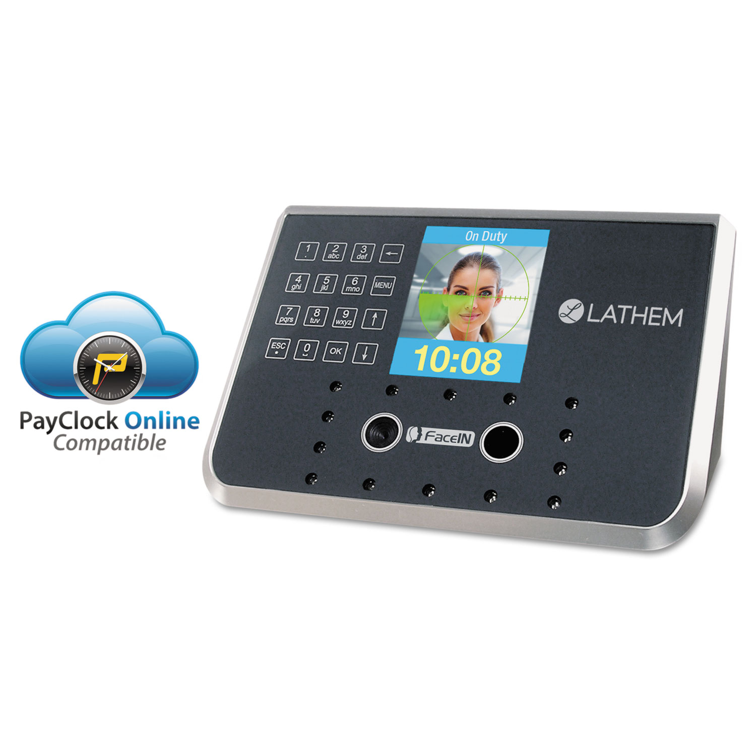 Face Recognition Time Clock System. 500 Employees, Gray, 7-1/4 x 3-1/2 x 5-1/4