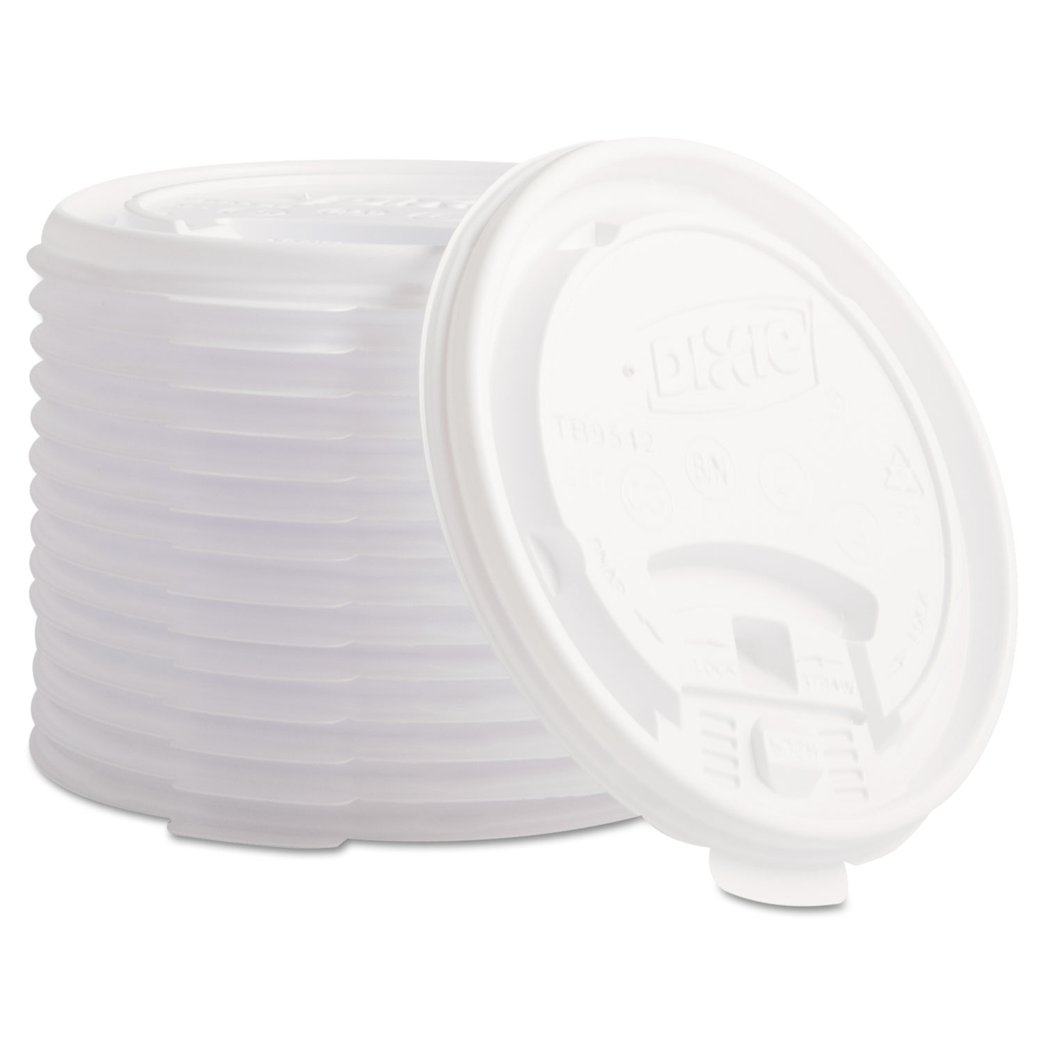  Dixie TB9542 Plastic Lids for Hot Drink Cups, 12 & 16oz, White, 1000/Carton (DXETB9542) 