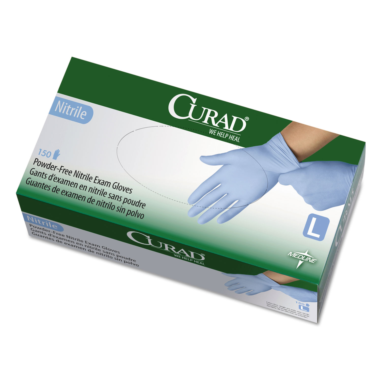 Curad CUR9316 Nitrile Exam Glove, Powder-Free, Large, 150/Box (MIICUR9316) 