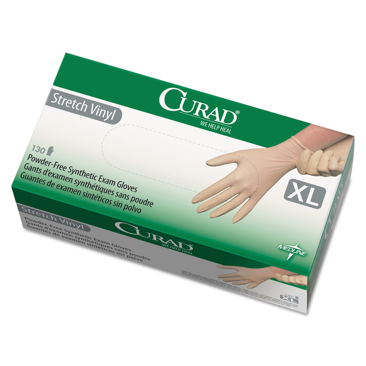  Curad CUR9227 Stretch Vinyl Exam Gloves, Powder-Free, X-Large, 130/Box (MII6CUR9227) 