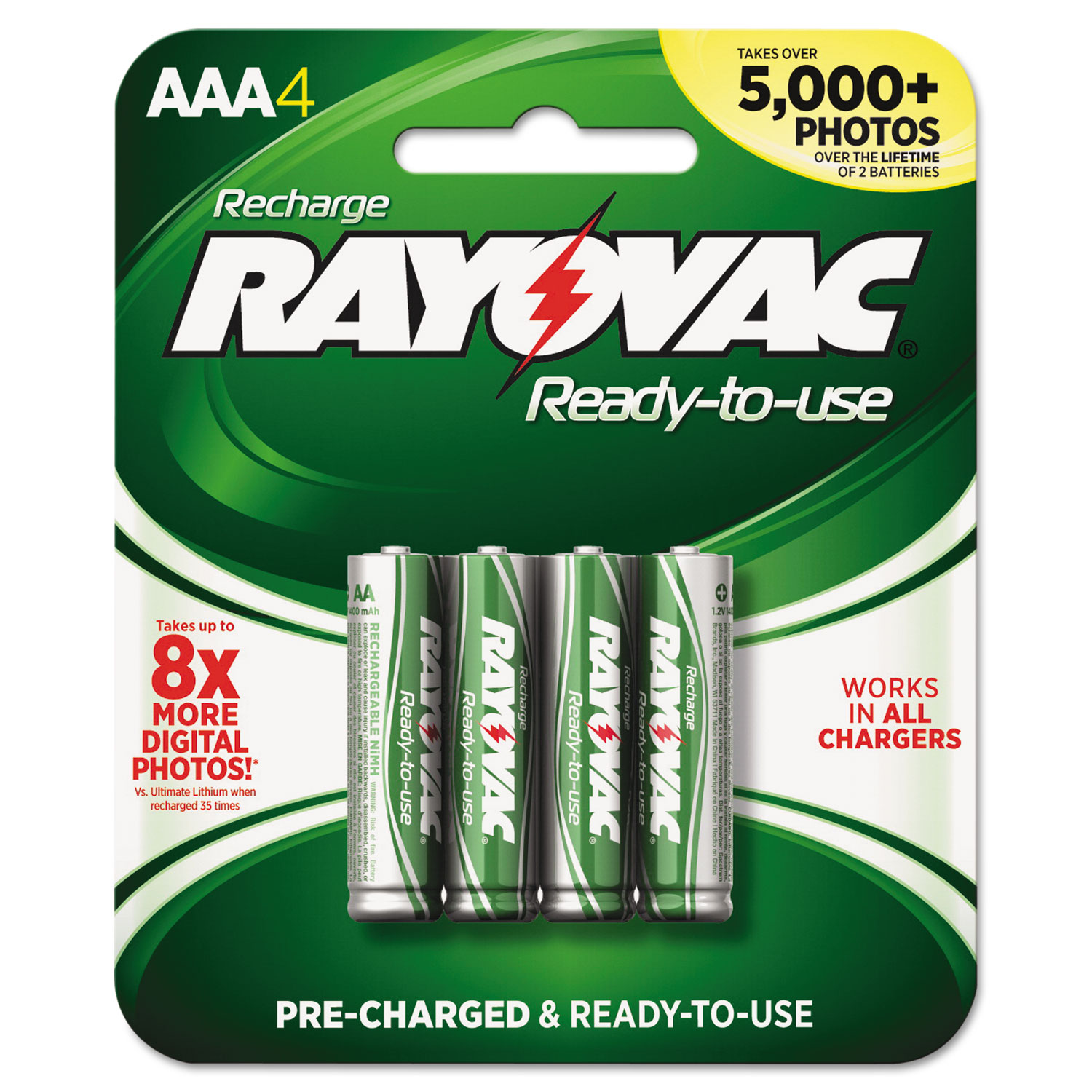 Recharge Plus NiMH Batteries, AAA, 4/Pack