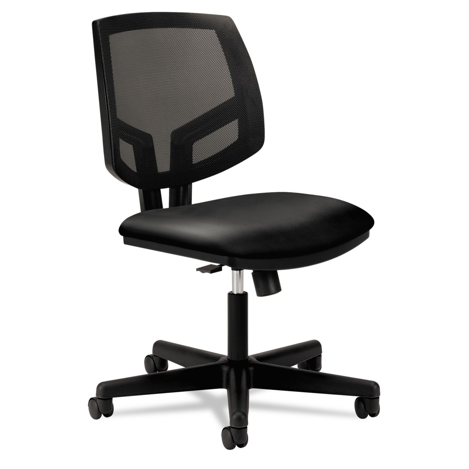  HON H5713.SB11.T Volt Series Mesh Back Leather Task Chair with Synchro-Tilt, Supports up to 250 lbs., Black Seat/Black Back, Black Base (HON5713SB11T) 