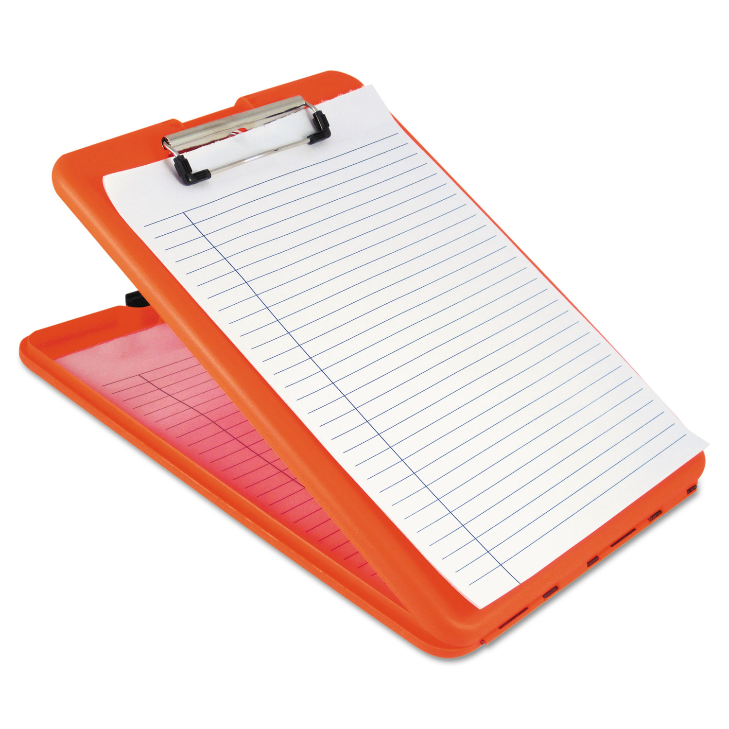 SlimMate Storage Clipboard, 1/2" Clip Capacity, 8 1/2 x 11 Sheets, Hi-Vis Orange