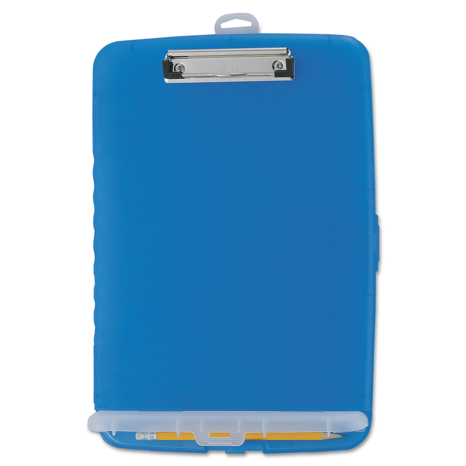 Low Profile Storage Clipboard, 1/2 Capacity, Holds 8 1/2 x 11, Translucent Blue