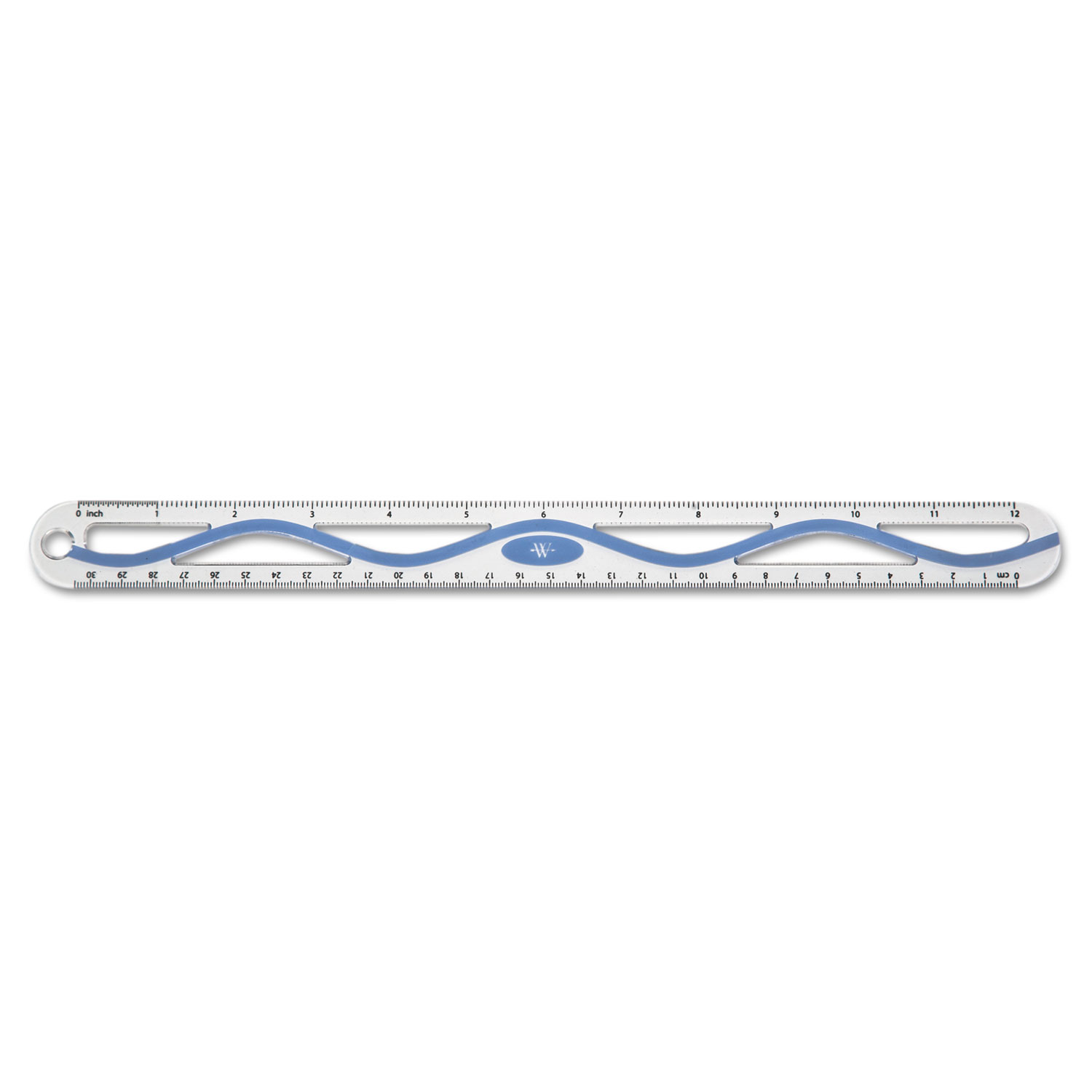 12 Aluminum Wave Ruler, Standard/Metric, Blue